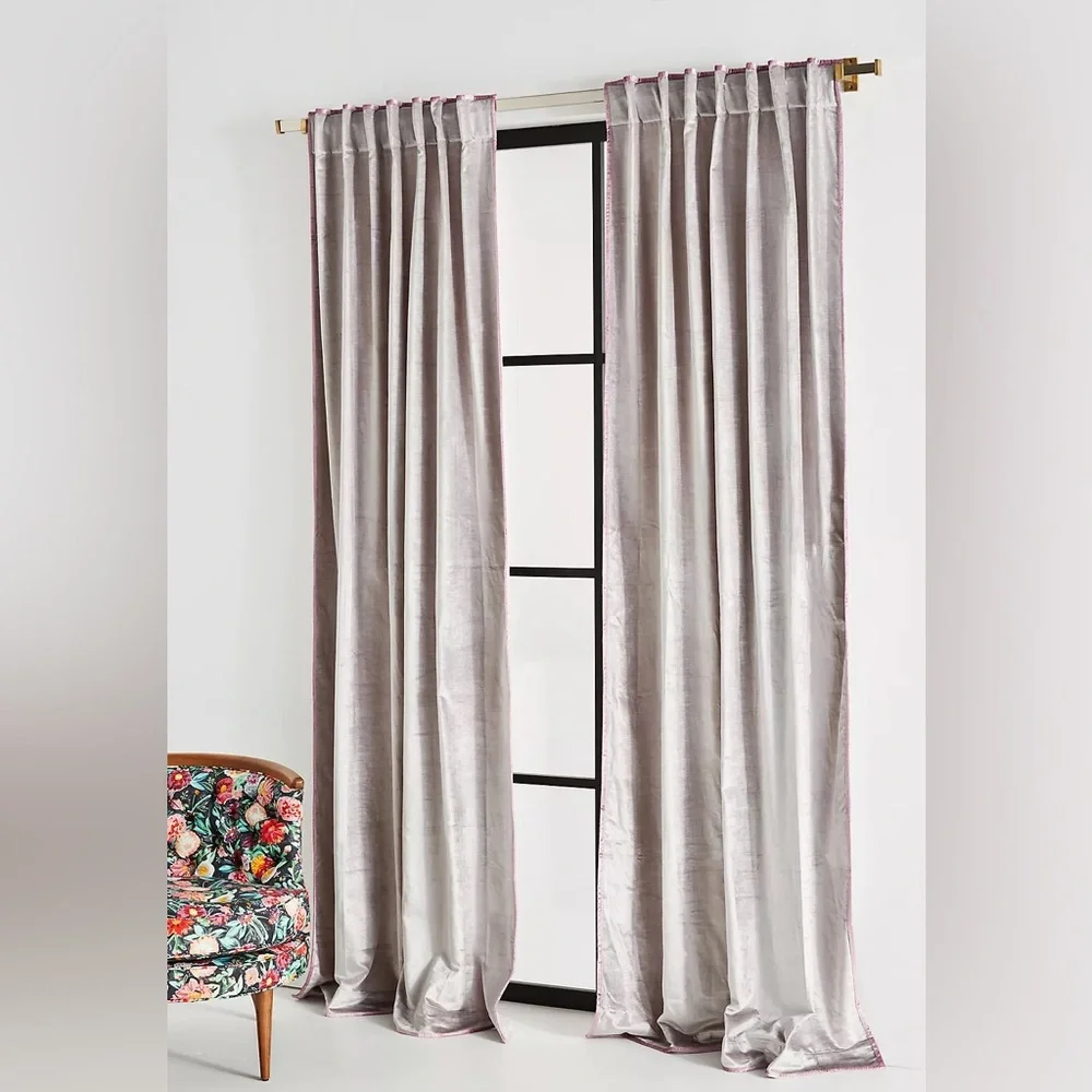 Adelina Piped Velvet Woven Curtain ~ 1 panels / Velvet curtain Anthropologie